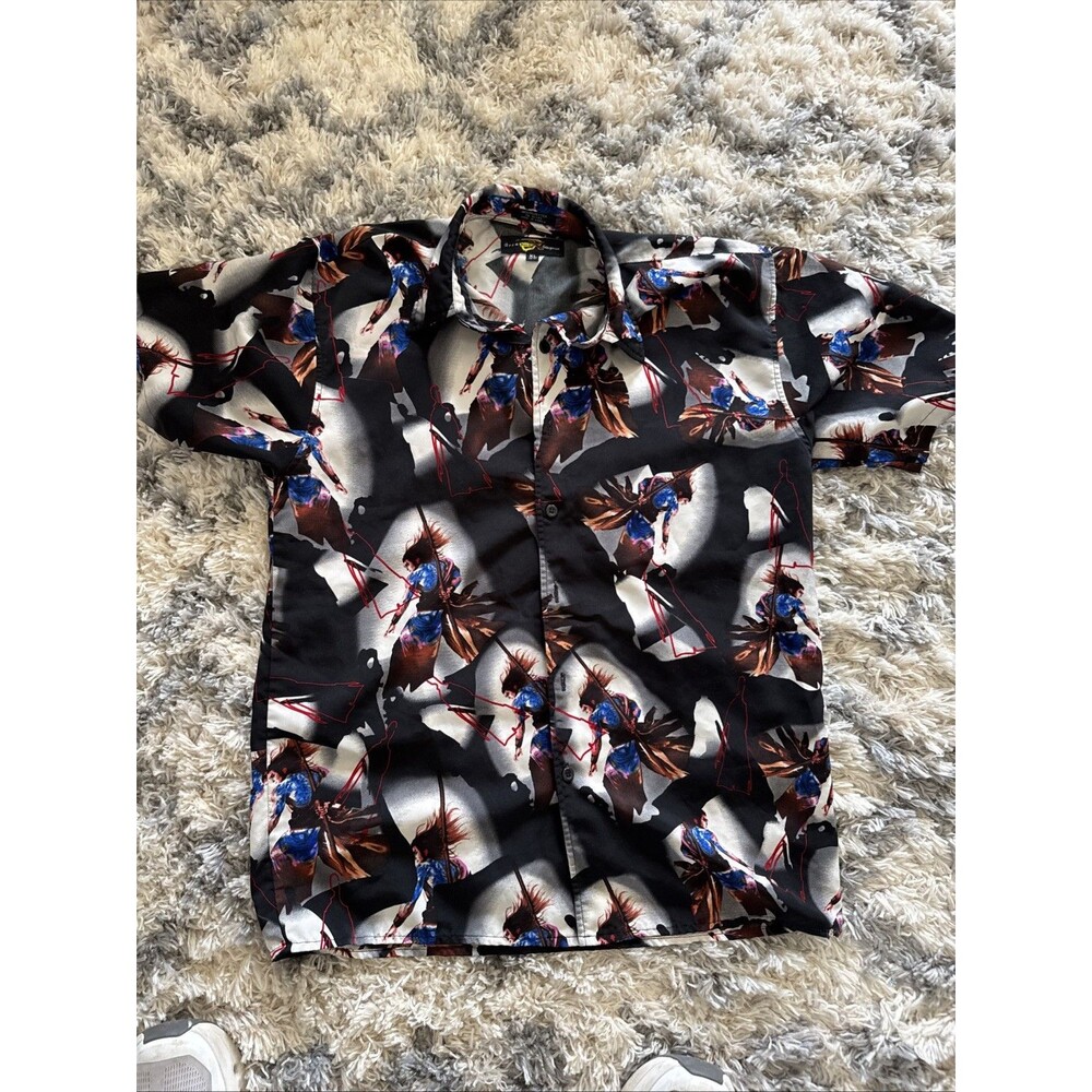 vintage 1990s Boom Enterprise button-up shirt  striking, anime-inspired warrior